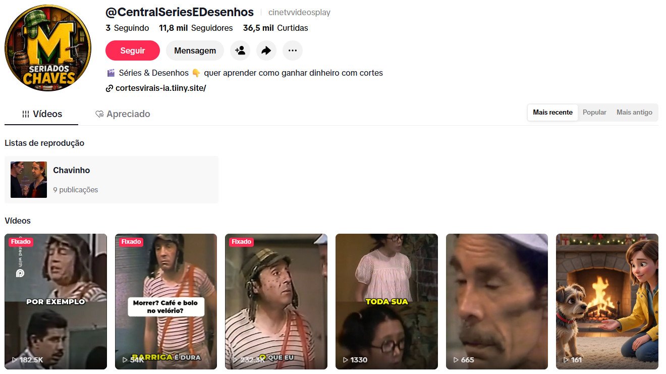 TikTok à venda – Chaves, Séries Clássicas e Nostalgia | 11 mil seguidores 