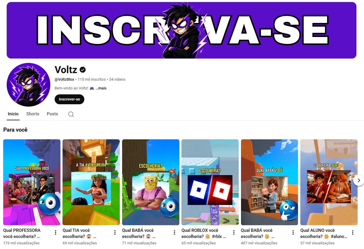 Canal do YouTube à venda – Não Monetizado – Roblox, Minecraft e Entretenimento | 115 mil inscritos 