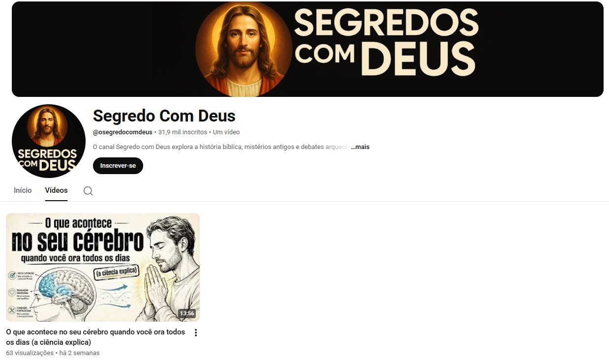 Canal do YouTube à venda – Não Monetizado – Curiosidades Bíblicas, Fé e Religião | 31 mil inscritos 