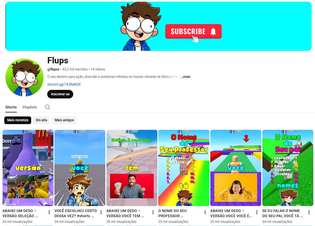 Canal do YouTube à venda – Não Monetizado – Roblox, Desafios e Shorts Interativos | 43 mil inscritos
