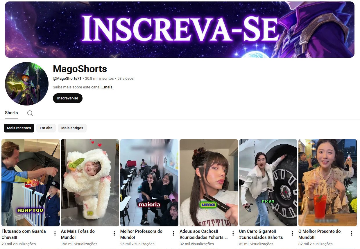 Canal do YouTube à venda – Não Monetizado – Shorts de Curiosidades, Fatos e Entretenimento | 30 mil inscritos