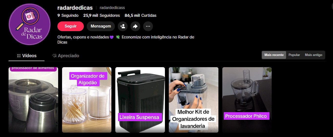 TikTok à venda – Achadinhos, Ofertas e Utilidades Domésticas | 25 mil seguidores