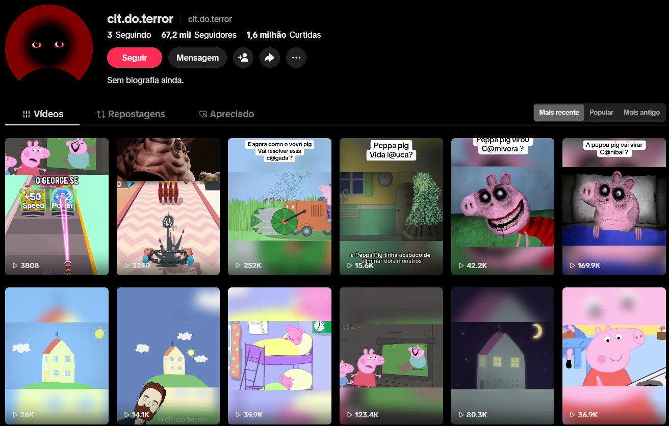 TikTok à venda – Paródias de Terror, Creepypastas e Histórias Sombrias | 67 mil seguidores