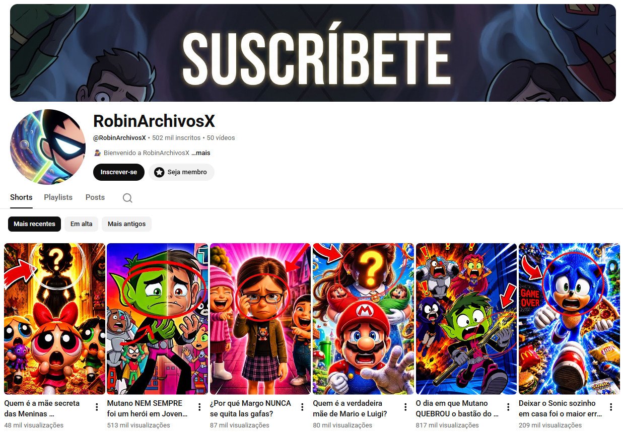 Canal do YouTube à venda – Teorias, Segredos e Curiosidades de Animações (Espanhol/Latam) | 502 mil inscritos