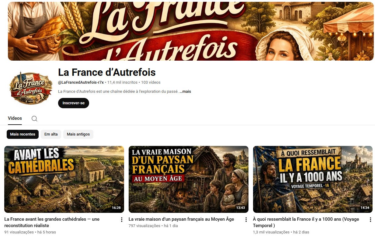 Canal no YouTube à venda – La France d’Autrefois (História / Francês) | 11 mil inscritos