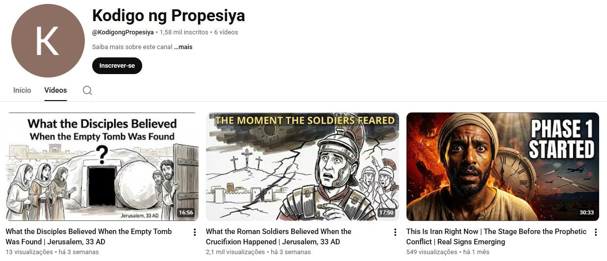 Canal no YouTube à venda – Kodigo ng Propesiya (Profecias / Histórias Bíblicas) | 1 mil inscritos (Não Monetizado)