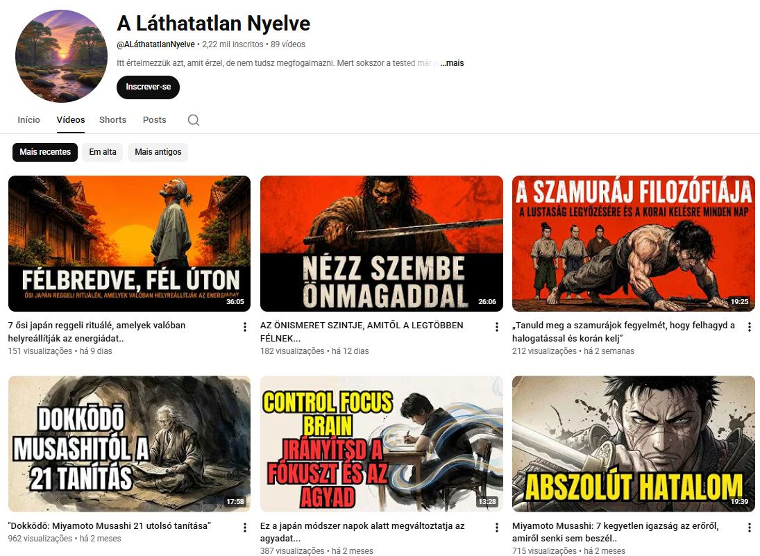 Canal no YouTube à venda – A Láthatatlan Nyelve – Húngaro (Desenvolvimento Pessoal / Filosofia Oriental) | 2,22 mil inscritos