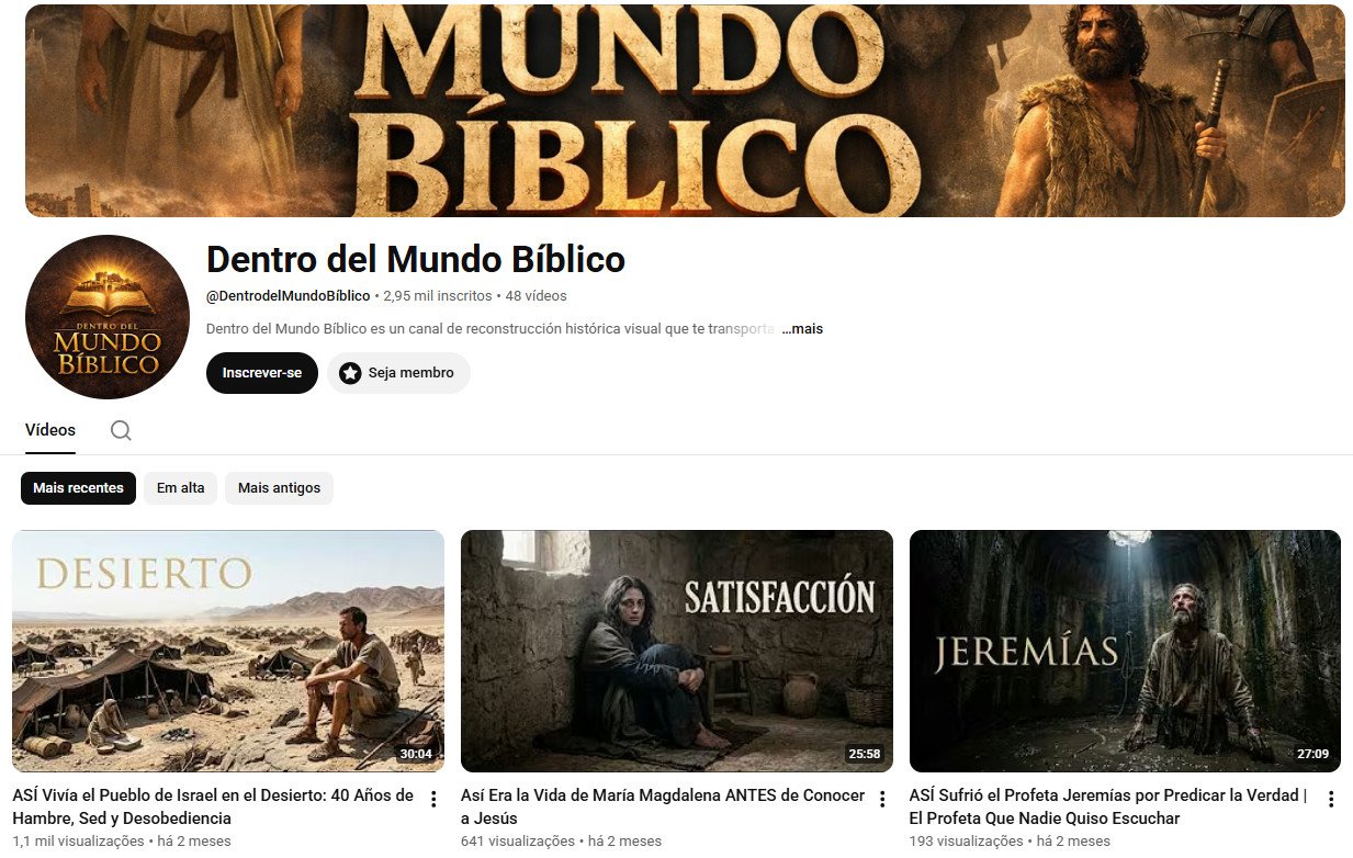 Canal no YouTube à venda – Dentro del Mundo Bíblico (Narrativas e Curiosidades Bíblicas) | 2 mil inscritos