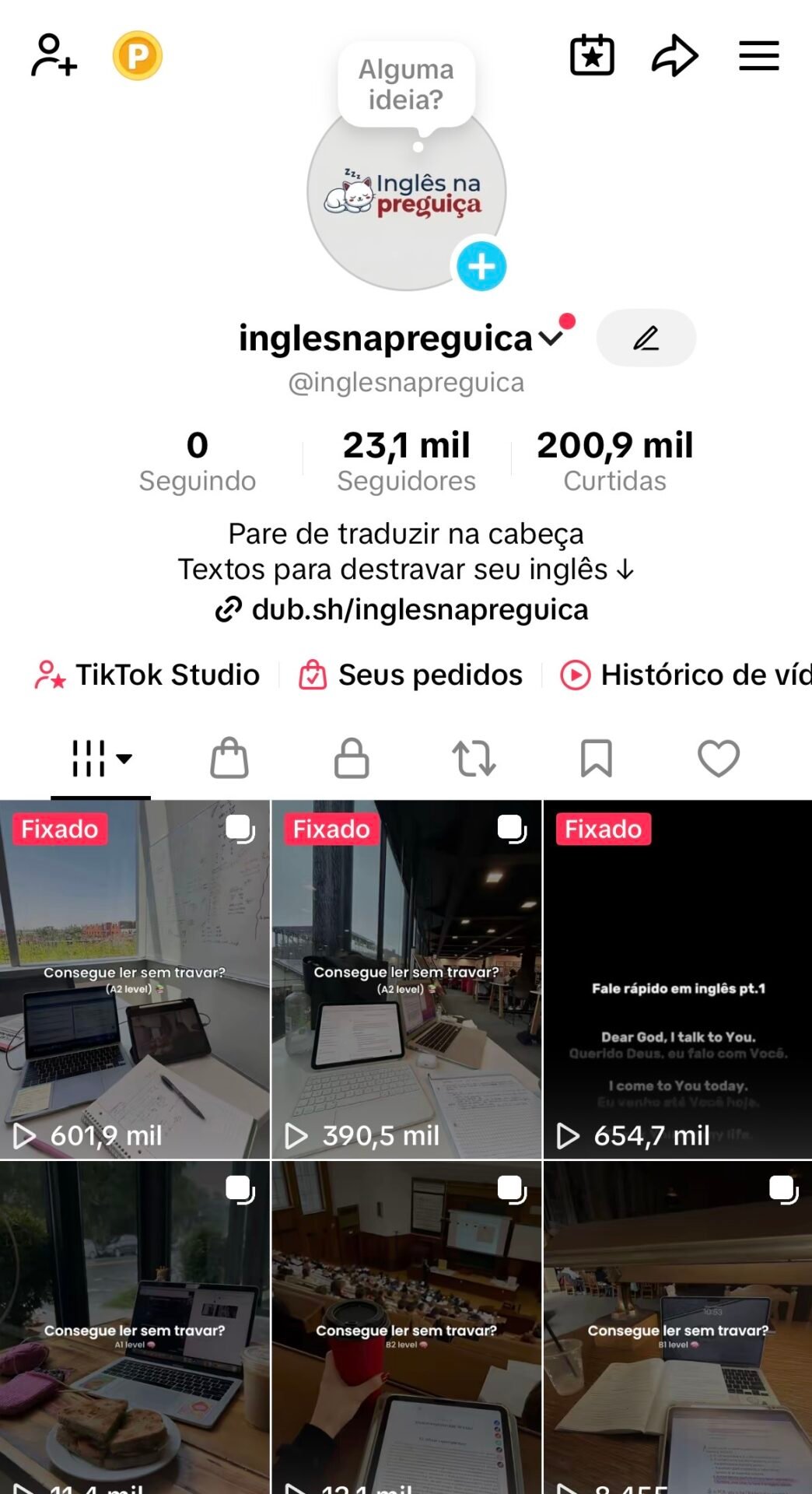 Conta TikTok 23k Seguidores | Nicho Inglês | +600k Views Recentes
