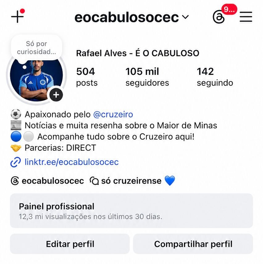 CONTA FUTEBOL ENGAJADA – INSTAGRAM/FACEBOOK E TIKTOK – 100% ORGANICA E ENGAJADA