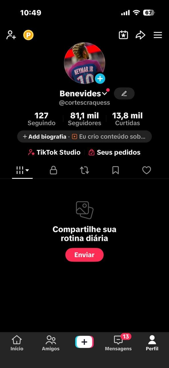 Conta do Tik Tok Monetizada 81k seguidores Nicho futebol