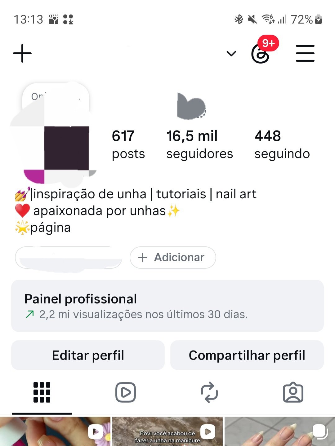 Perfil de Unhas/Nail Art Exclusivo 16.5k Seguidores Orgânicos