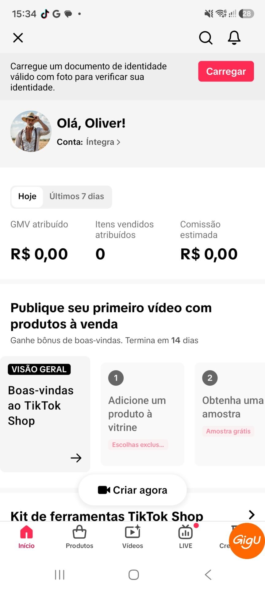 Vendo conta do TikTok Shop pronta para começar a faturar!