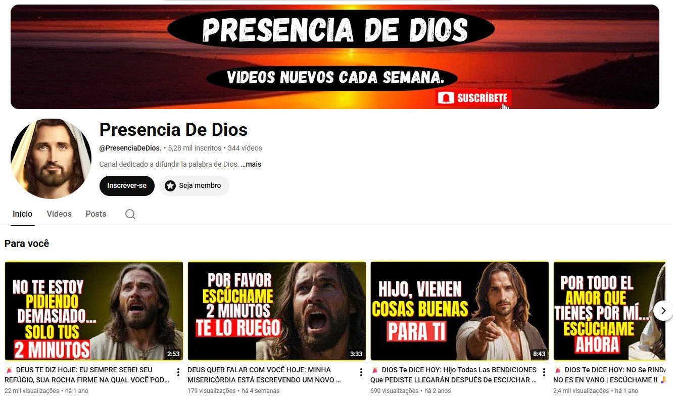 Canal no YouTube à venda – Presencia De Dios (Espiritualidade e Religião) 5 mil inscritos