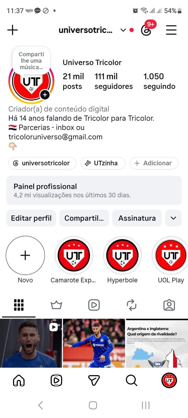 Vendo Instagram sobre o São Paulo, com alto engajamento, seguidores orgânicos e 14 anos de vida