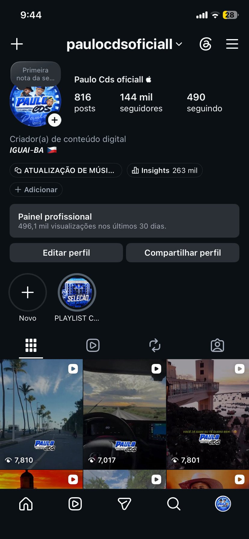 CONTA COM 144 MIL SEGUIDORES