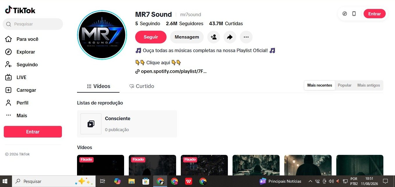 🔥 OPORTUNIDADE: Perfil do TikTok de Música Urbana com 2.6 Milhões de Seguidores